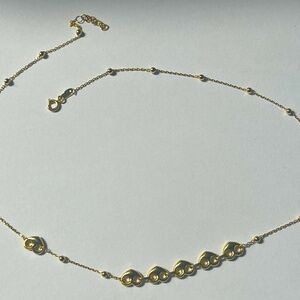 14K Gold Puffy Heart Mariner Necklace